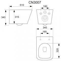 Унитаз подвесной Ceramica Nova Metric CN3007 безободковый