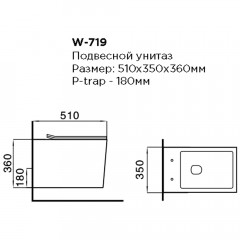 Унитаз подвесной безободковый Black&White W-719