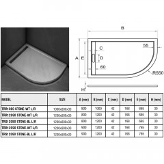 Поддон из литьевого мрамора WeltWasser TRR 12090 STONE-WT L