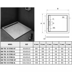 Поддон из литьевого мрамора WeltWasser TRS 100 STONE-BL