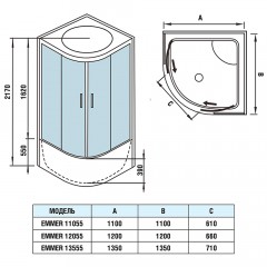 Душевая кабина WeltWasser Emmer 13555-2