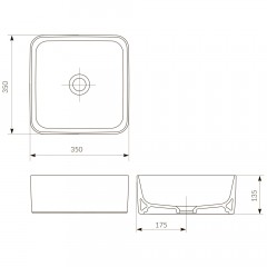 Раковина накладная Cersanit Crea 35 Square UM-CRE35/1-oc-S