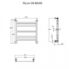 Полотенцесушитель Тругор Квадро ЛЦ НП 26 60х50