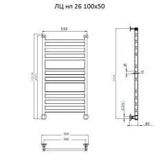 Полотенцесушитель Тругор Квадро ЛЦ НП 26 100х50