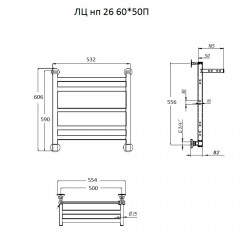 Полотенцесушитель Тругор Квадро ЛЦ НП 26 П 60х50