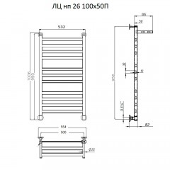Полотенцесушитель Тругор Квадро ЛЦ НП 26 П 100х50