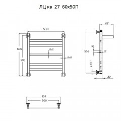 Полотенцесушитель Тругор Квадро ЛЦ КВ 27 П 60х50