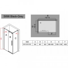 Душевое ограждение Black&White S898 Black 1200x900