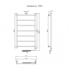 Полотенцесушитель электрический Тругор Аспект ТЭН 1 100х40