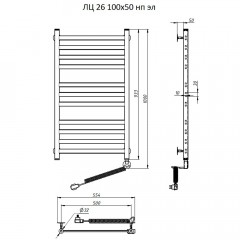 Полотенцесушитель электрический Тругор Квадро ЛЦ 26 100х50