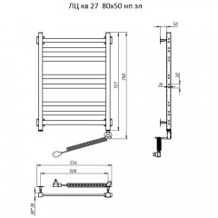 Полотенцесушитель электрический Тругор Квадро ЛЦ 27 80х50