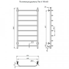 Полотенцесушитель электрический Тругор ПЭК 6 100х60