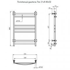 Полотенцесушитель электрический Тругор ПЭК 21 80х50