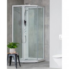 Душевая кабина IDO Showerama 10-5 пятиугольная 100x100 профиль белый, стекло прозрачное/прозрачное