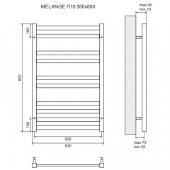 Полотенцесушитель электрический Lemark Melange LM49810E П10 500x800 хром