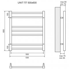 Полотенцесушитель Lemark Unit LM45607BL П7 500x600 чёрный