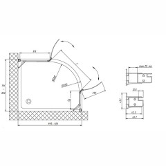 Душевой уголок Vegas-Glass AFS-F 90*80 02М 01 R