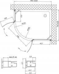 Душевой уголок Vegas-Glass AFS-F 100*80 02Г 01 R