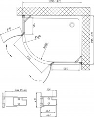 Душевой уголок Vegas-Glass AFS-F 110*100 08 01 R