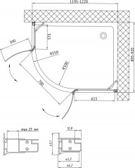 Душевой уголок Vegas-Glass AFS-F 120*90 02М 10 R