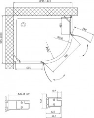 Душевой уголок Vegas-Glass AFS-F 120*100 01 01 L