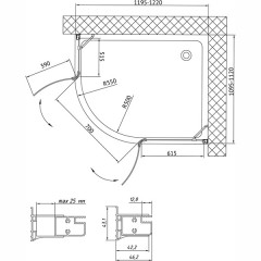 Душевой уголок Vegas-Glass AFS-F 120*110 01 01 R