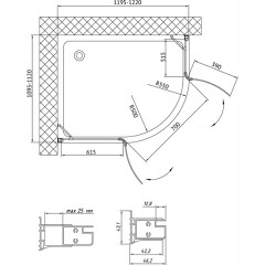 Душевой уголок Vegas-Glass AFS-F 120*110 02Г 10 L