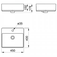 Раковина накладная Акватон Geometry 45 WQ8A37000000004