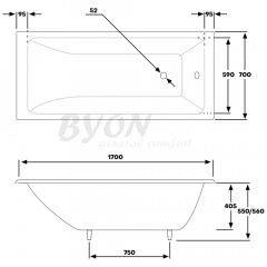 Ванна чугунная Byon Vilma 170x70x41