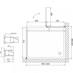 Душевой уголок Vegas-Glass AFP-Fis 100*80 01 02 L