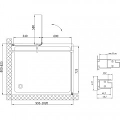 Душевой уголок Vegas-Glass AFP-Fis 100*80 01 02 R