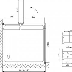 Душевой уголок Vegas-Glass AFP-Fis 110 08 R03 R