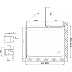 Душевой уголок Vegas-Glass AFP-Fis 100 09 R05 L