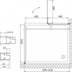 Душевой уголок Vegas-Glass AFP-Fis 110 08 R04 L