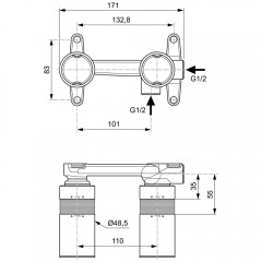 Скрытая часть смесителя Ideal Standard Built-in A1313NU