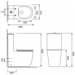 Унитаз SantiLine SL-5011 моноблок безободковый