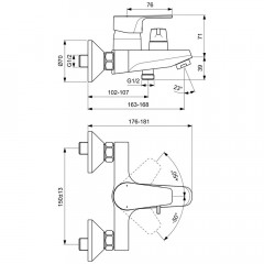 Смеситель для ванны Ideal Standard Cerafine BC494AA