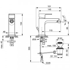 Смеситель для биде Ideal Standard Edge A7118AA