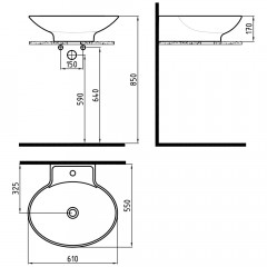 Раковина накладная Bien Harmony HRLG06101FD1W3000