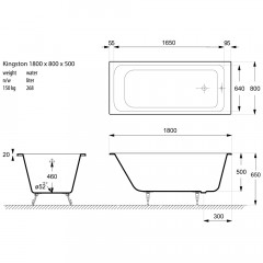 Ванна чугунная Vinsent Veron Kingston 180x80 с ножками