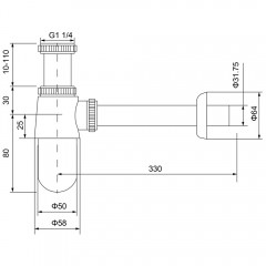 Сифон для раковины Timo 960/03L чёрный матовый