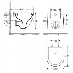 Унитаз подвесной Azario Grado AZ0046MB безободковый