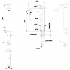 Смеситель для раковины Bravat Rhein F1429564BW-A-ENG