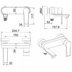 Смеситель для ванны Felice 8040 cromo