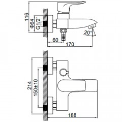 Смеситель для ванны Ledeme H34 L3234