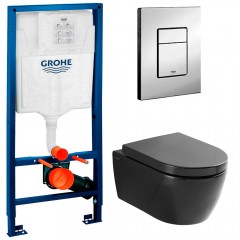 Инсталляция Grohe Rapid SL 38772001 + унитаз SSWW CT2037 black с сиденьем