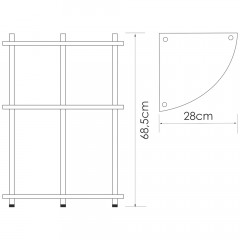 Полка напольная стеклянная тройная угловая WasserKRAFT K-4133