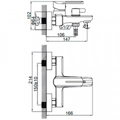 Смеситель для ванны Ledeme H66 L3266