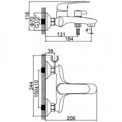 Смеситель для ванны Ledeme H72 L3272