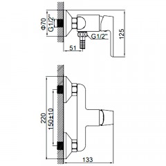 Смеситель для душа Ledeme H77 L2077